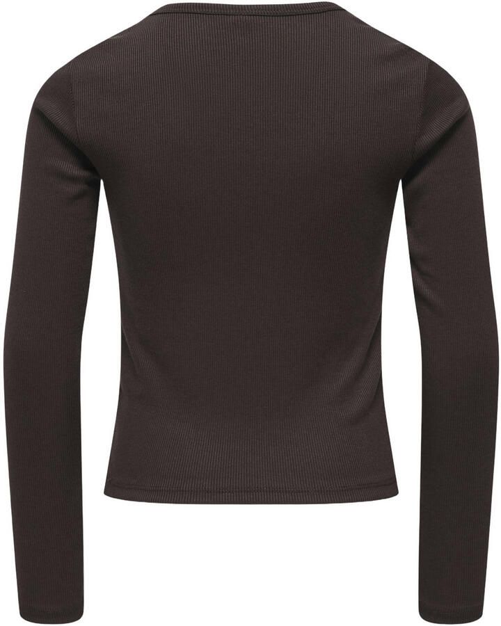ONLY KIDS GIRL aansluitende longsleeve met borduursels en print donkerbruin - Foto 2