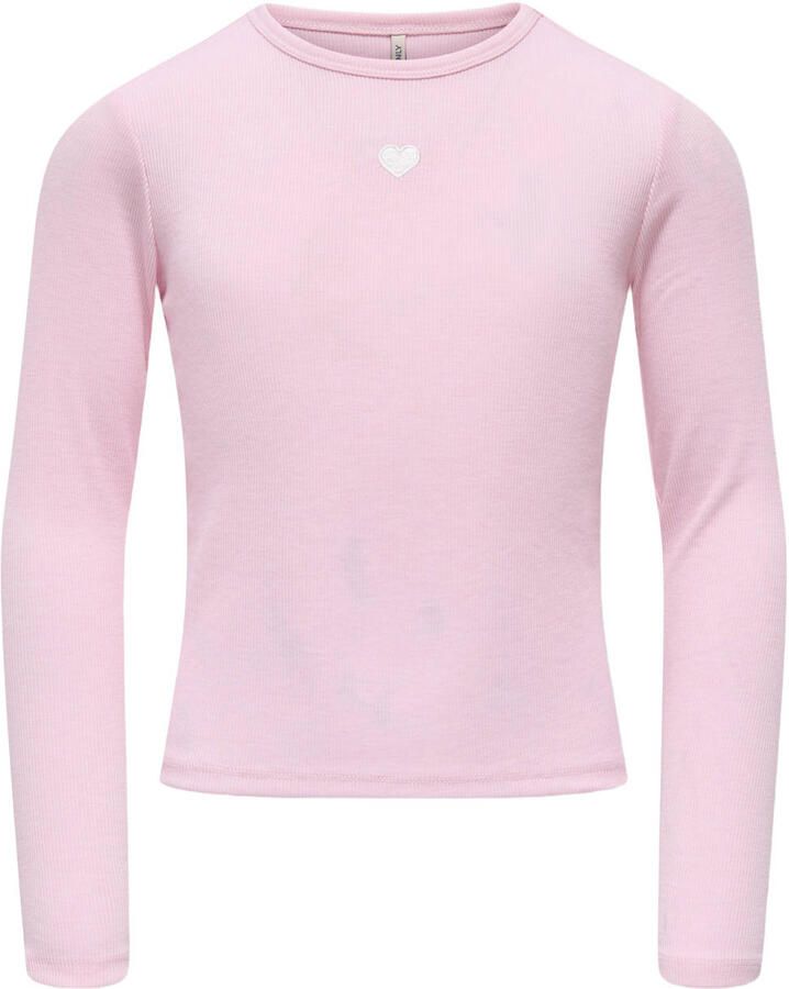 ONLY KIDS GIRL aansluitende longsleeve met borduursels en print roze