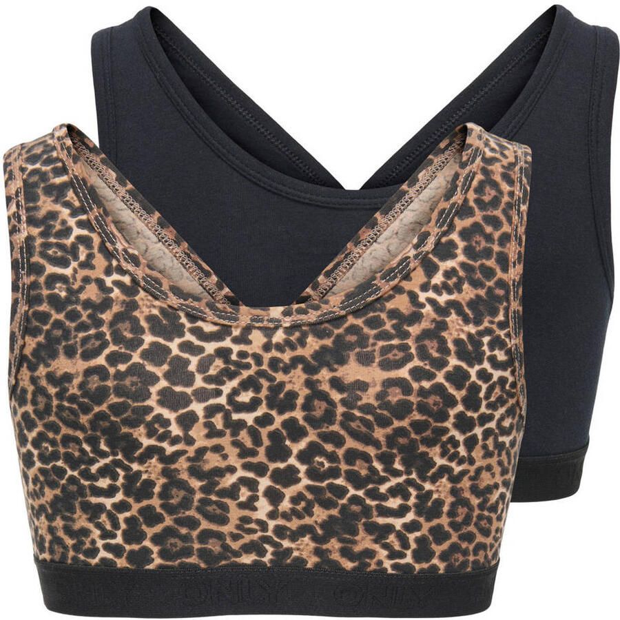ONLY KIDS GIRL bh top bruin zwart (set van 2)
