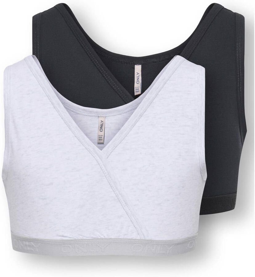 ONLY KIDS GIRL bh top lichtgrijs zwart (set van 2)