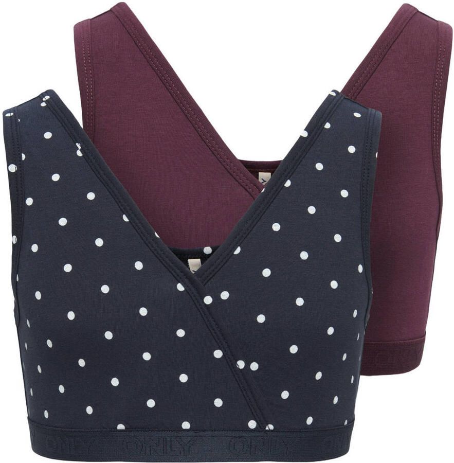 ONLY KIDS GIRL bh top paars donkerblauw (set van 2)