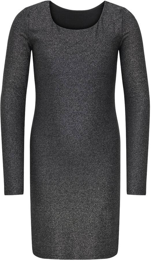 ONLY KIDS GIRL bodycon midi jurk met glitters zwart zilver Meisjes Viscose Ronde hals