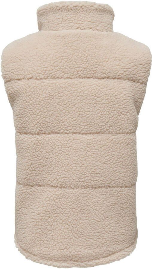 Only KIDS GIRL bodywarmer KOGSANDRA beige Meisjes Teddy Opstaande kraag 128