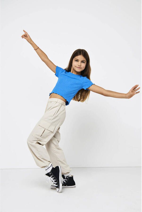 Only KIDS GIRL cargobroek KOGECHO Beige Meisjes Polyamide Effen 146