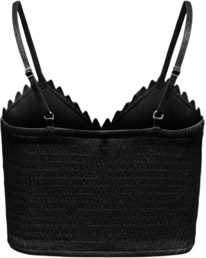 Only KIDS GIRL crop top KOGHONEY zwart Meisjes Viscose V-hals Effen 134 140