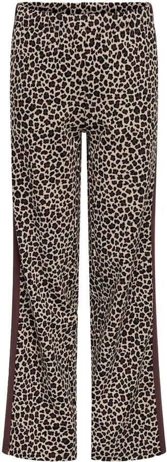 ONLY KIDS GIRL flared broek met panterprint beige zwart Meisjes Viscose