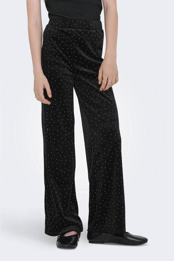 ONLY KIDS GIRL fluwelen wide leg casual broek zwart