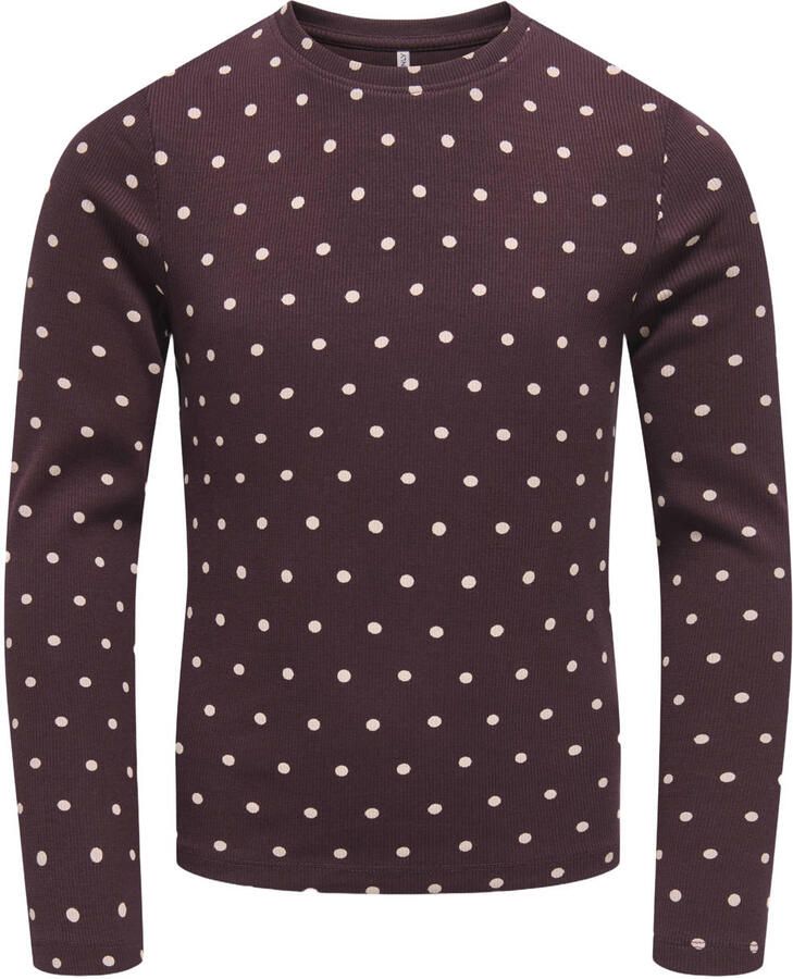 ONLY KIDS GIRL gebreide top met stippen roodbruin