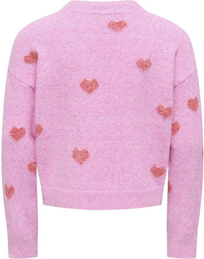 ONLY KIDS GIRL gebreide trui met hartjes roze