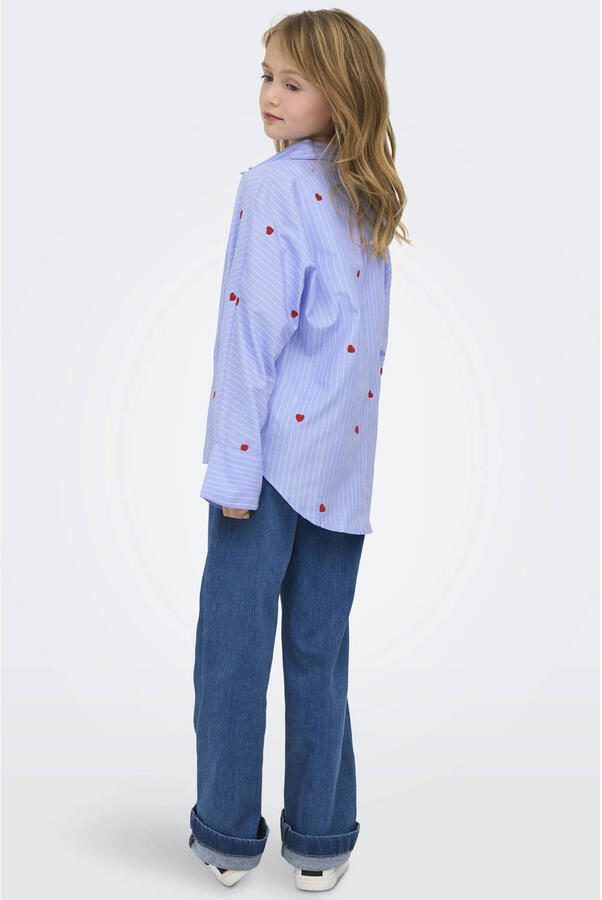 ONLY KIDS GIRL gestreepte blouse met hartjes lichtblauw - Foto 2