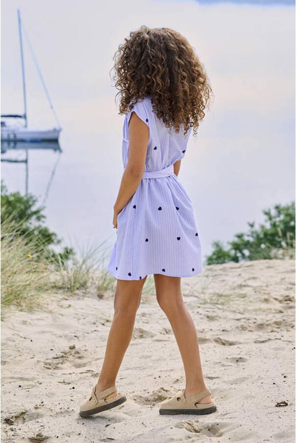 ONLY KIDS GIRL gestreepte korte jurk met hartjes lichtblauw - Foto 3