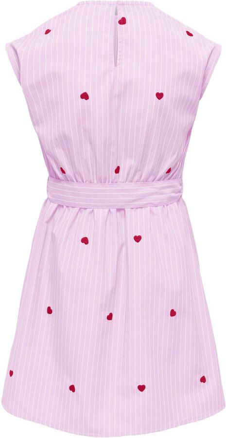 ONLY KIDS GIRL gestreepte korte jurk met hartjes roze - Foto 3