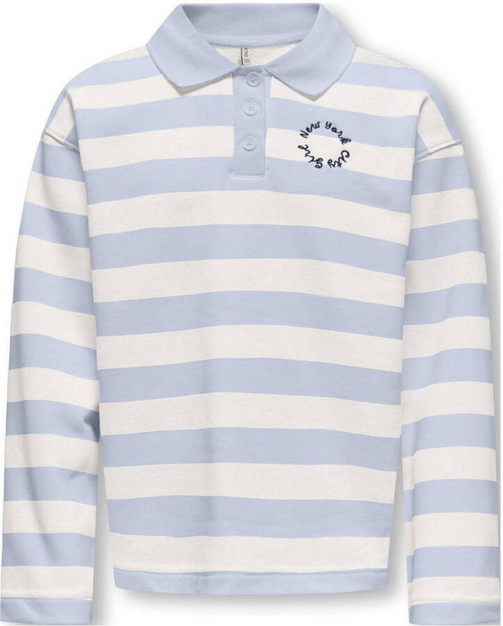 ONLY KIDS GIRL gestreepte polo lichtblauw