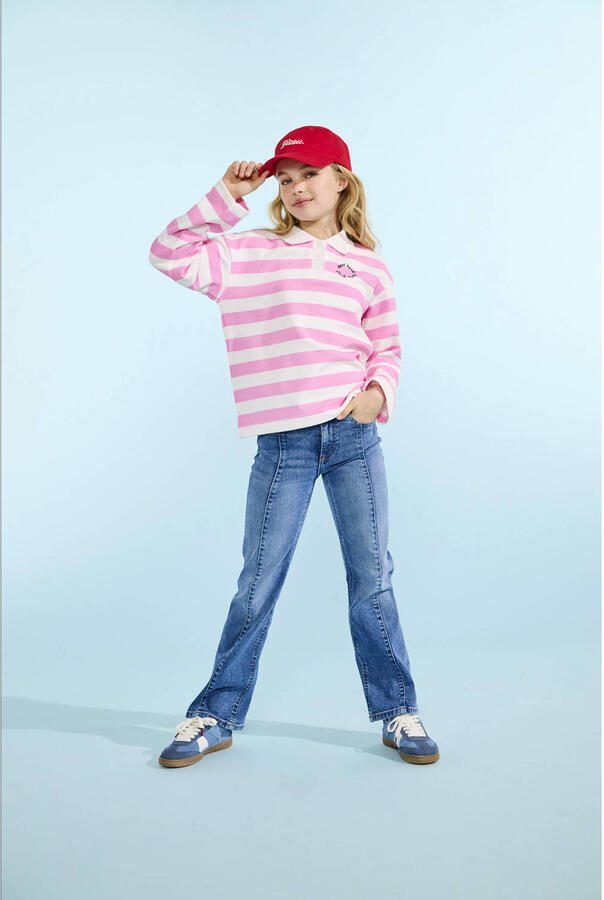 ONLY KIDS GIRL gestreepte polo roze
