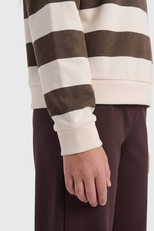 ONLY KIDS GIRL gestreepte sweater ecru donkerbruin Streep - Foto 3
