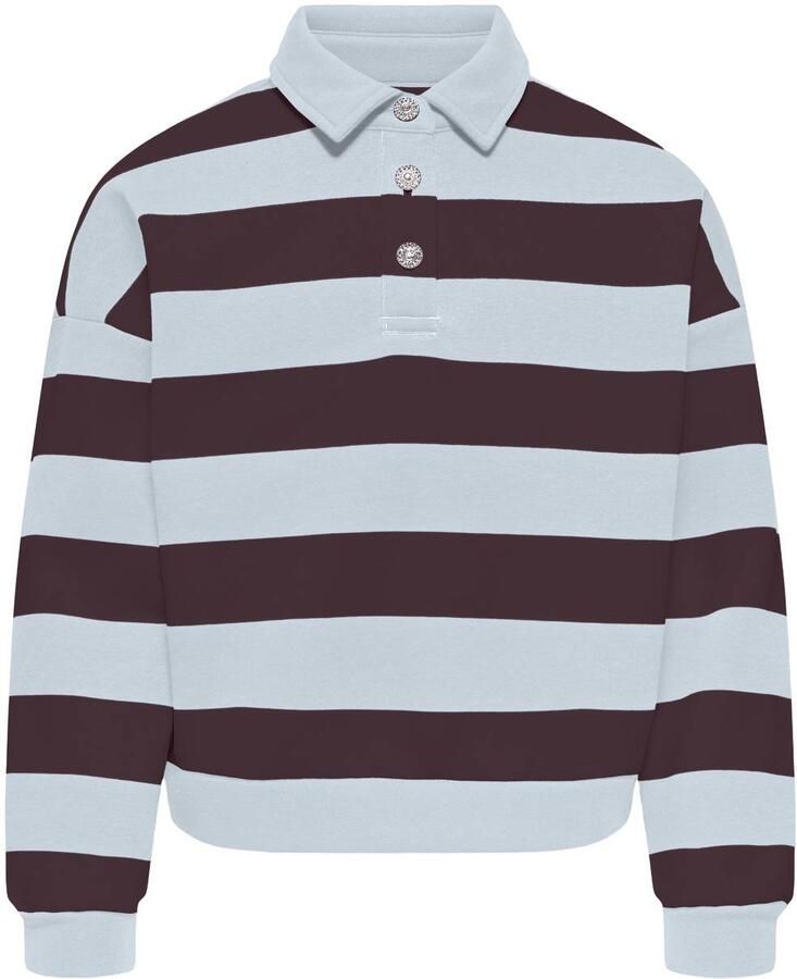 ONLY KIDS GIRL gestreepte sweater lichtblauw aubergine Streep