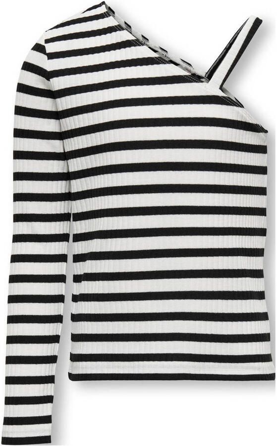 Only KIDS GIRL gestreepte top KOGNELLA zwart wit Meisjes Stretchkatoen V-hals 134 140
