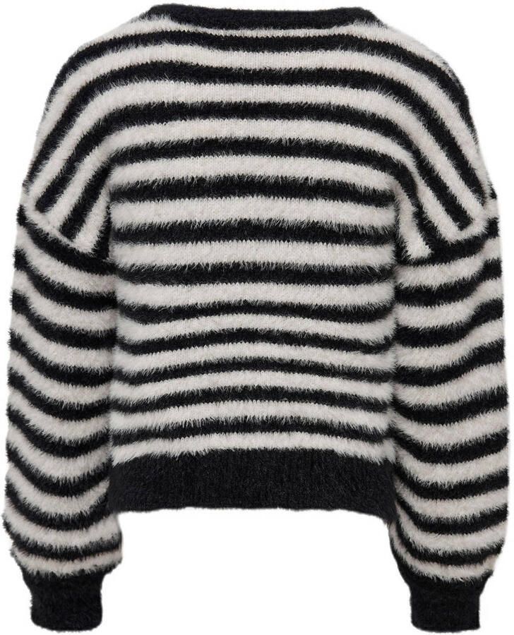 Only KIDS GIRL gestreepte trui KOGNEWPIUMO zwart wit Meisjes Nylon Ronde hals 110 116 - Foto 2