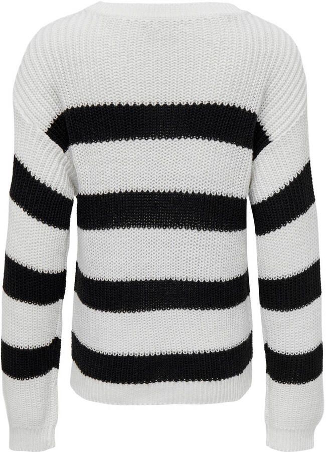 Only KIDS GIRL gestreepte trui KOGSIF wit zwart Meisjes Acryl Ronde hals 110 116