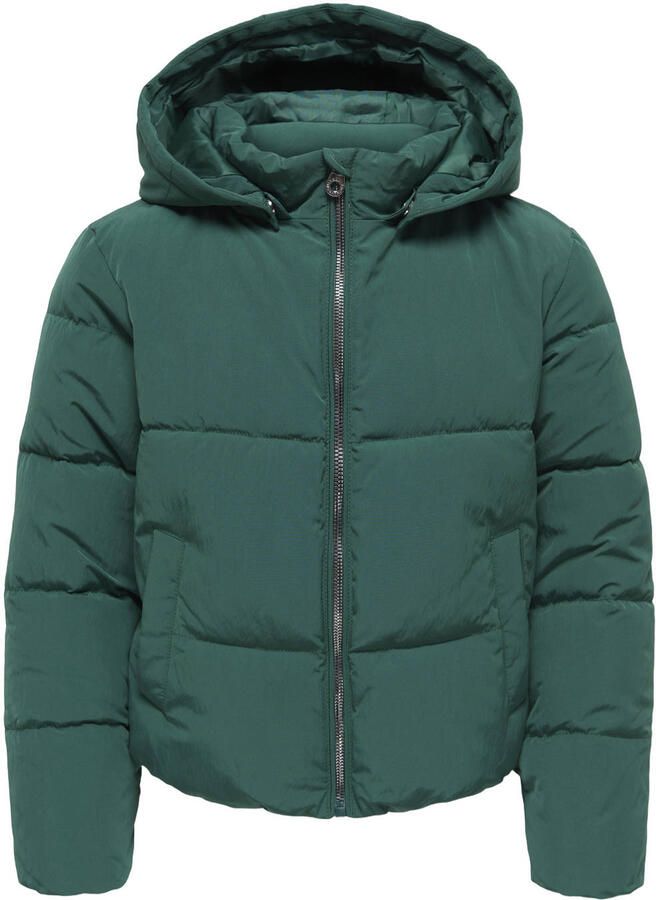 ONLY KIDS GIRL gewatteerde winterjas groen Meisjes Polyester Opstaande kraag