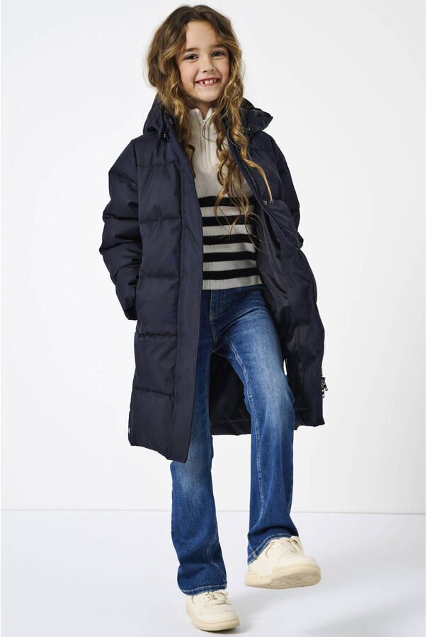 ONLY KIDS GIRL gewatteerde winterjas KOGIRENE donkerblauw Zwart Meisjes Polyester Capuchon