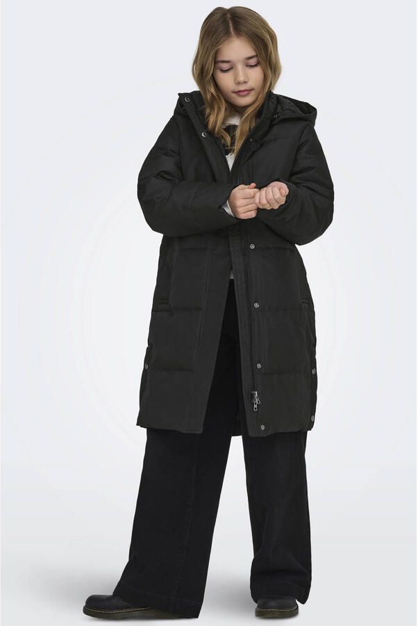 Only Regular fit gewatteerde lange jas met afneembare capuchon model 'IRENE'