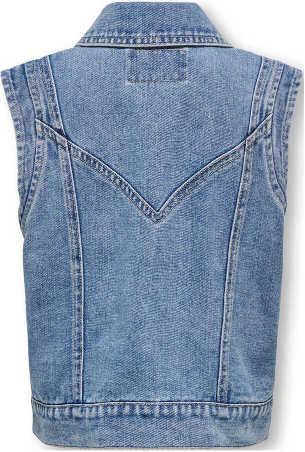 Only KIDS GIRL gilet KOGKENNEDY medium blue denim Blauw Meisjes Stretchdenim Klassieke kraag 140