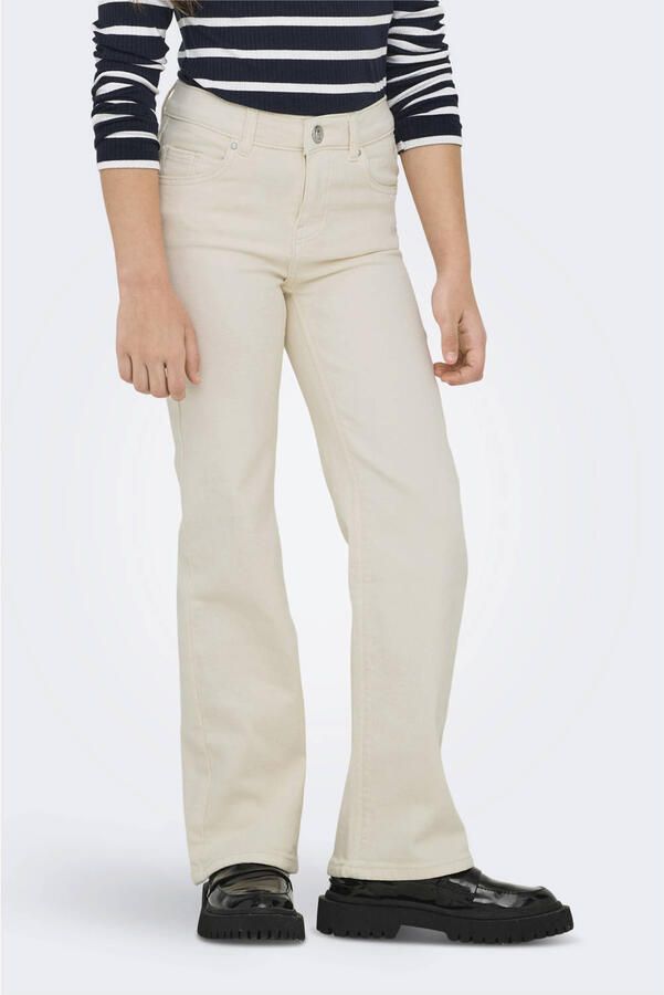 Only KIDS GIRL high waist wide leg jeans KOGJUICY ecru Meisjes Stretchdenim 164