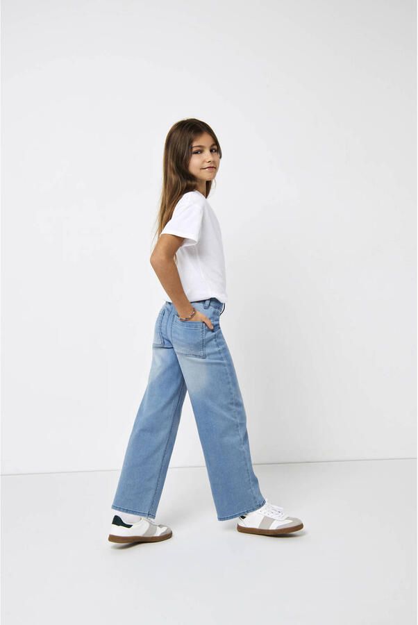 Only KIDS GIRL high waist wide leg jeans KOGSYLVIE light blue denim Blauw Meisjes Katoen 116