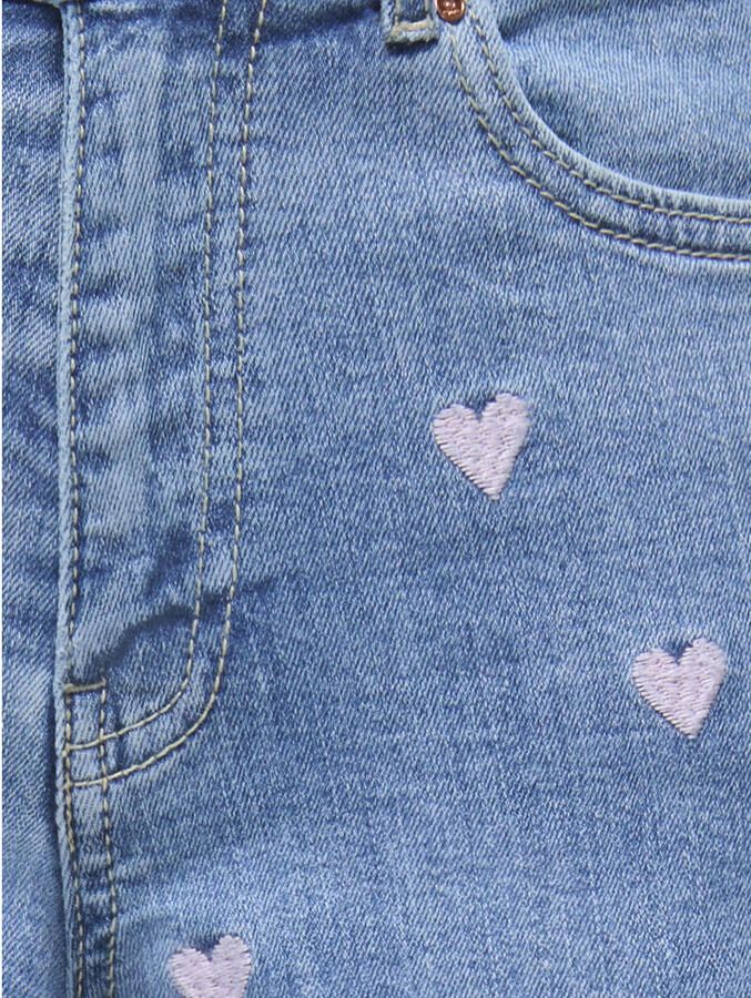 ONLY KIDS GIRL high waist short met hartjes medium blue denim