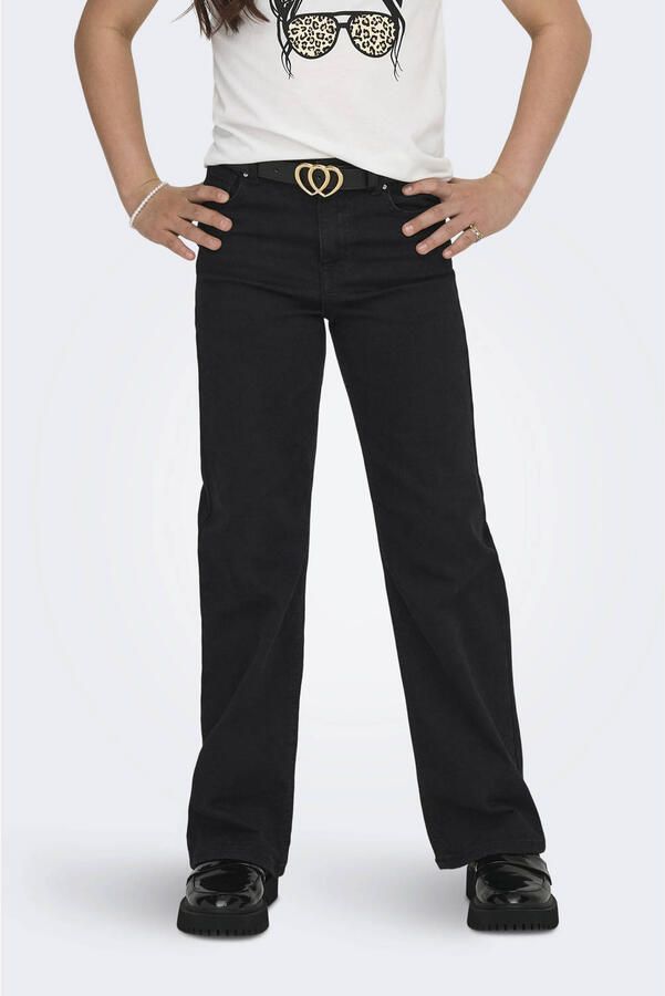 ONLY KIDS GIRL high waist wide leg jeans black denim
