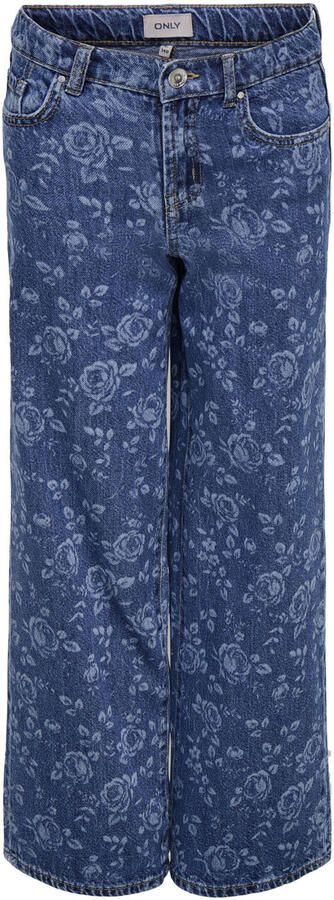 ONLY KIDS GIRL high waist wide leg jeans medium blue denim