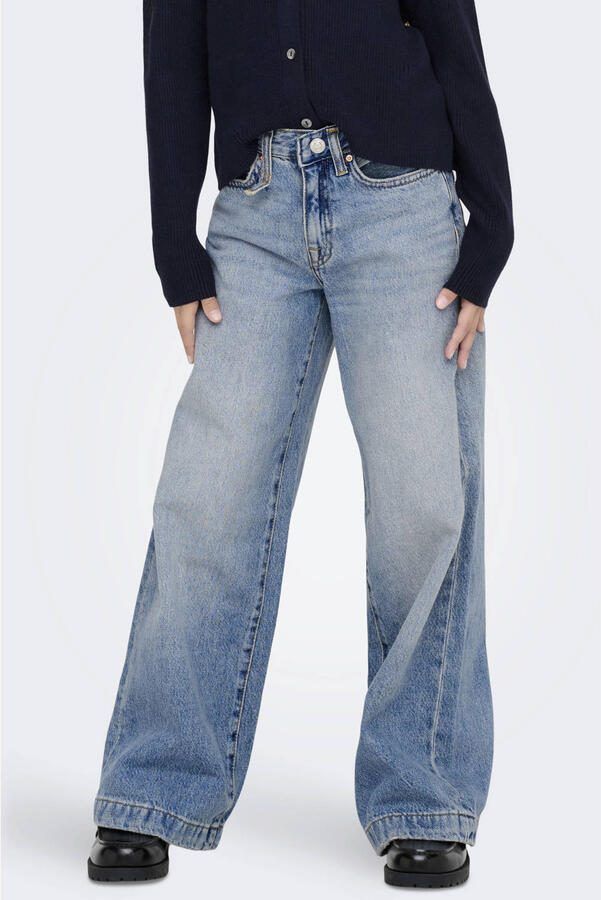 ONLY KIDS GIRL high waist wide leg jeans medium blue denim - Foto 3