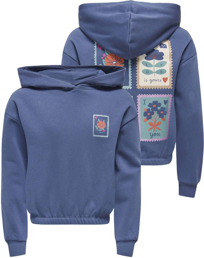 ONLY KIDS GIRL hoodie met backprint blauw - Foto 2