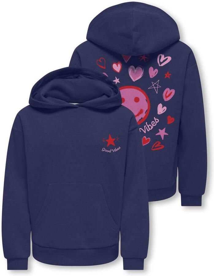 ONLY KIDS GIRL hoodie met backprint donkerblauw - Foto 1