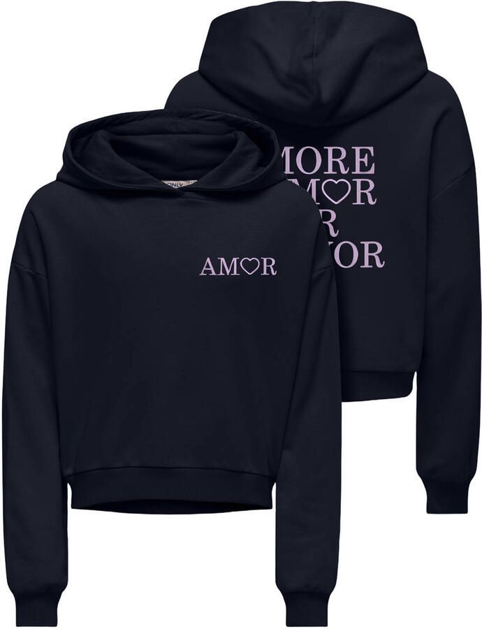 ONLY KIDS GIRL hoodie met backprint donkerblauw