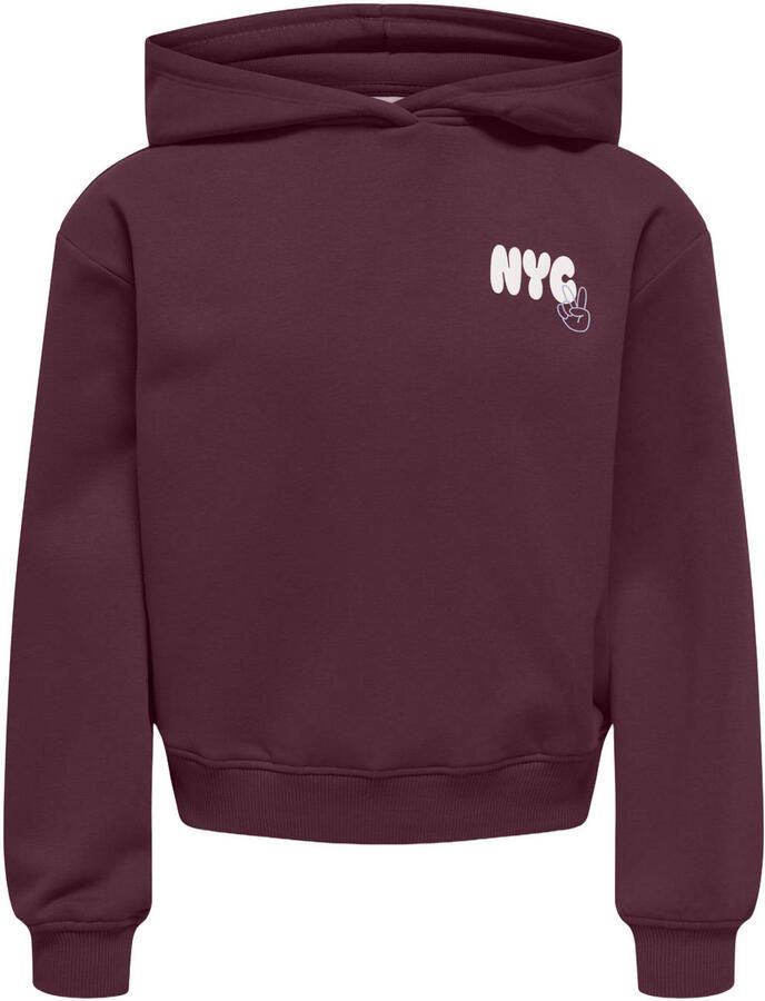 ONLY KIDS GIRL hoodie met backprint donkerpaars
