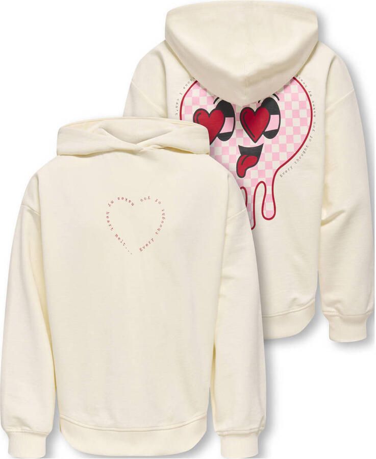 ONLY KIDS GIRL hoodie met backprint ecru