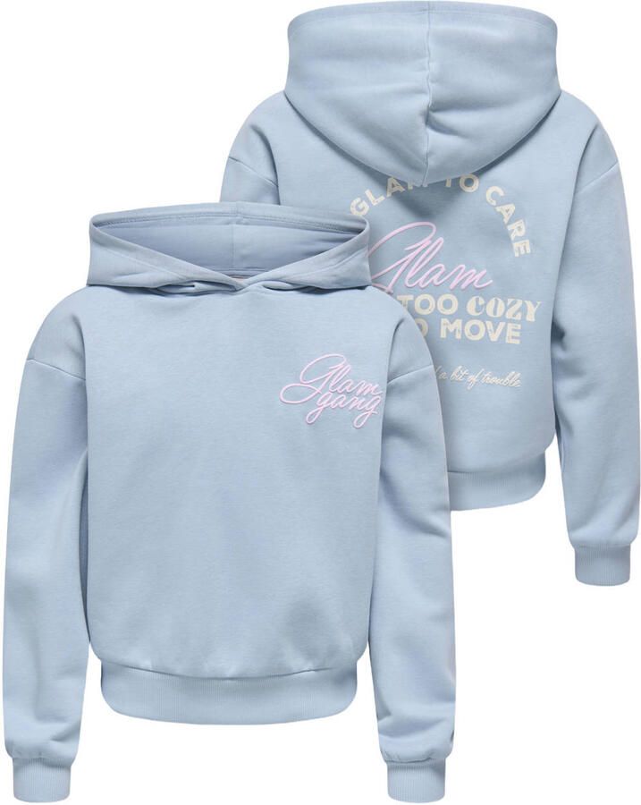 ONLY KIDS GIRL hoodie met backprint lichtblauw - Foto 2