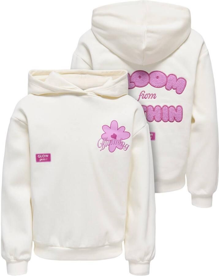 ONLY KIDS GIRL hoodie met backprint offwhite Sweater Wit Backprint - Foto 2