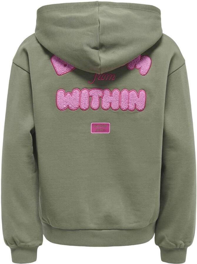 ONLY KIDS GIRL hoodie met backprint olijfgroen Sweater Backprint - Foto 2