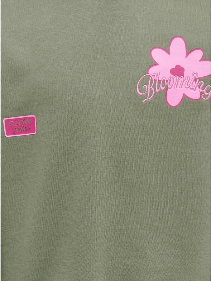 ONLY KIDS GIRL hoodie met backprint olijfgroen Sweater Backprint