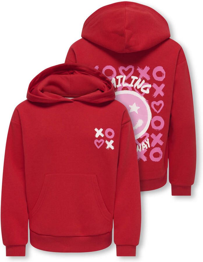 ONLY KIDS GIRL hoodie met backprint rood - Foto 1