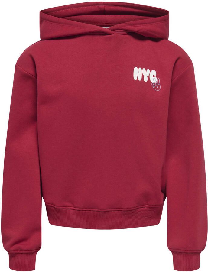ONLY KIDS GIRL hoodie met backprint rood Sweater Backprint
