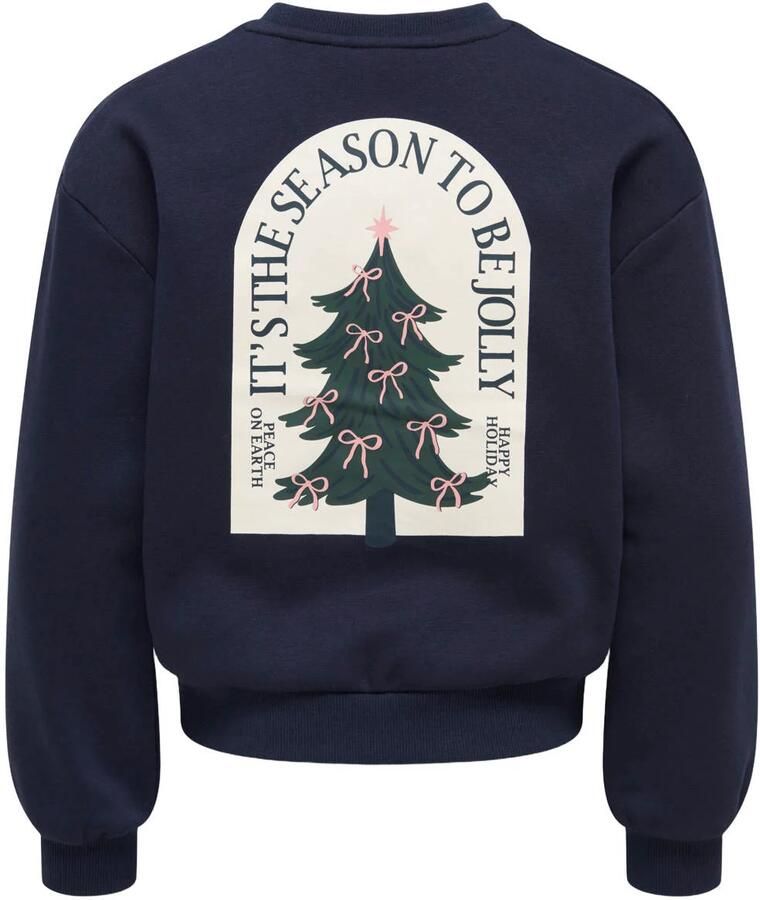 ONLY KIDS GIRL kersttrui met backprint donkerblauw - Foto 2