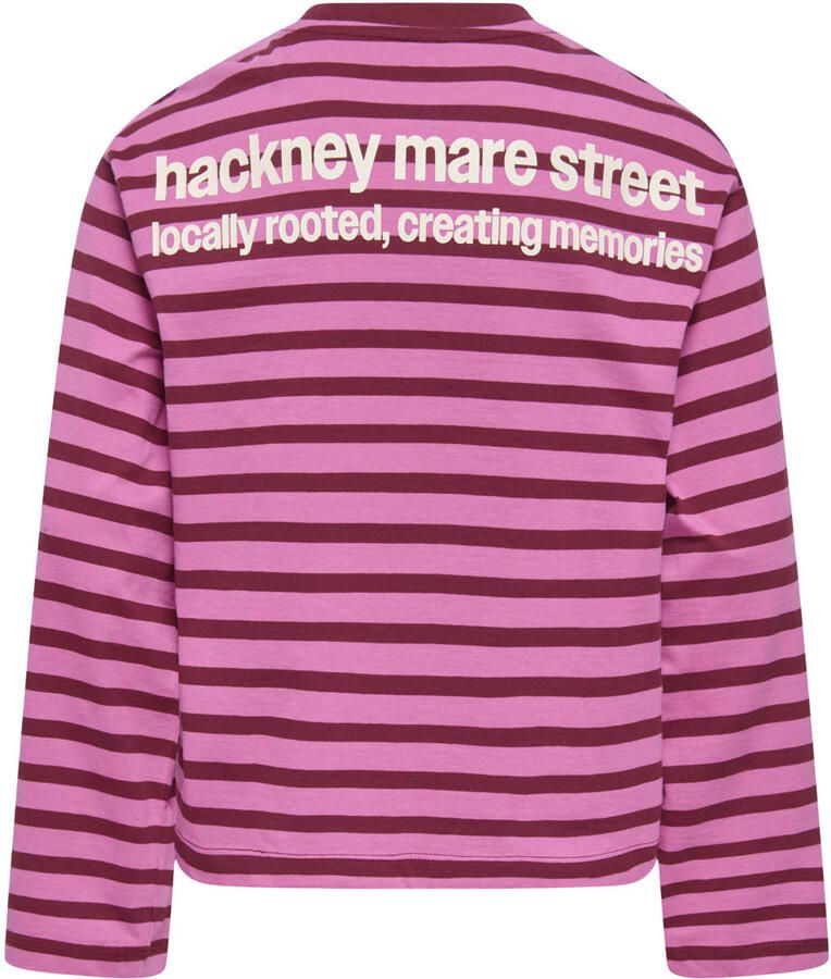 ONLY KIDS GIRL gestreepte longsleeve met tekst roze - Foto 2