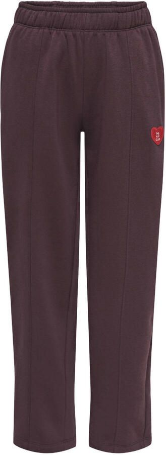 ONLY KIDS GIRL loose fit joggingbroek met borduursels bruin