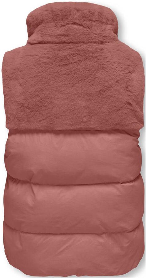 ONLY KIDS GIRL imitatiebont bodywarmer KOGWANJA lichtrood - Foto 1