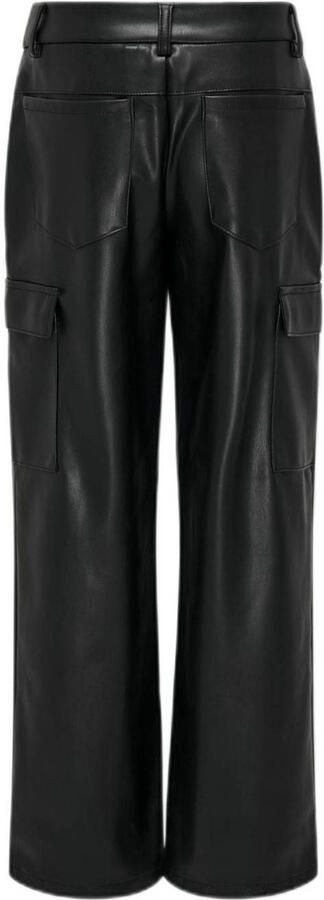 ONLY KIDS GIRL imitatieleren cargobroek KOGHERO zwart