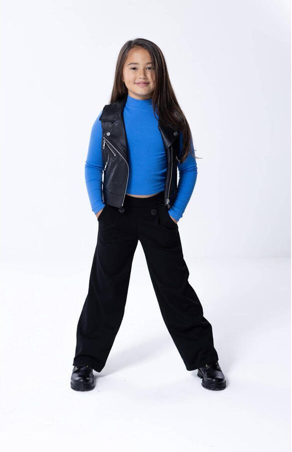 Only KIDS GIRL imitatieleren gilet KOGVERA zwart Meisjes Imitatieleer Klassieke kraag 116 - Foto 2